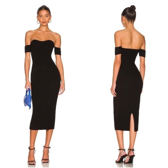 New! Helmut lang black Contour Midi Dress 🖤 Small NWT! - Picture 1 of 7